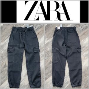 NWT Zara Dark Gray Cargo Utility Joggers Boy Size 9